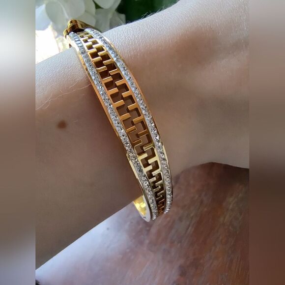 Zipper Bracelet In Gold Tone And Zircona! - Picture 2 of 4
